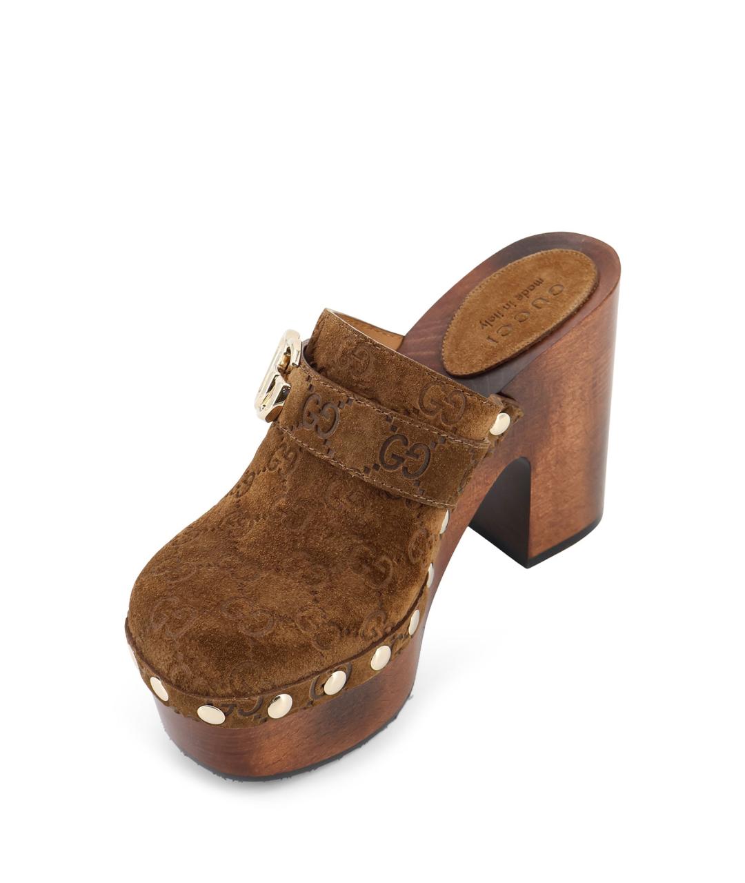GUCCI Коричневые замшевые сабо, фото 4