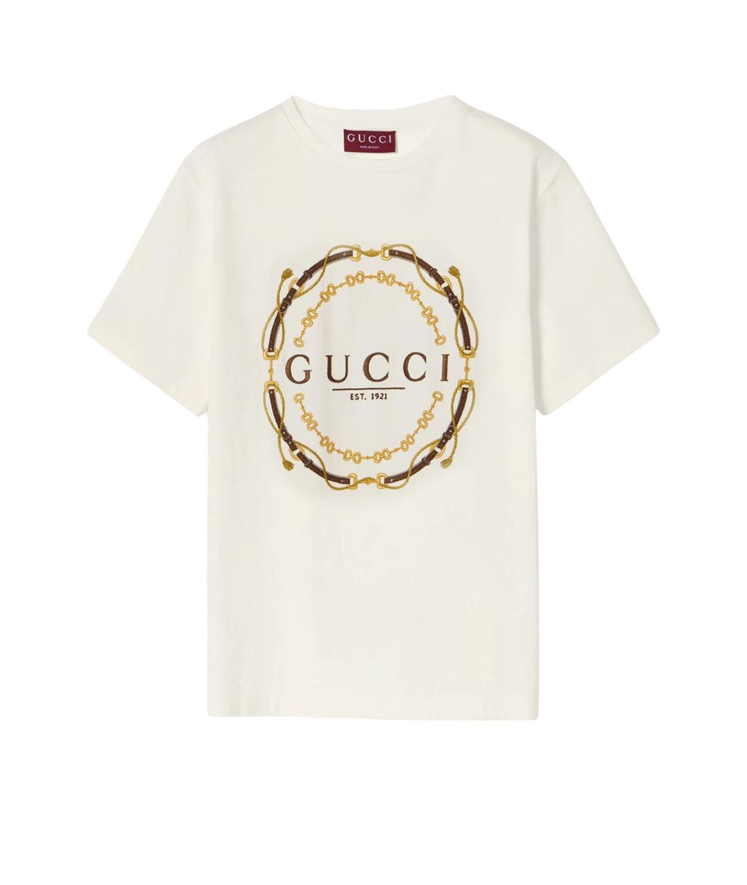 GUCCI Белая хлопковая футболка, фото 1