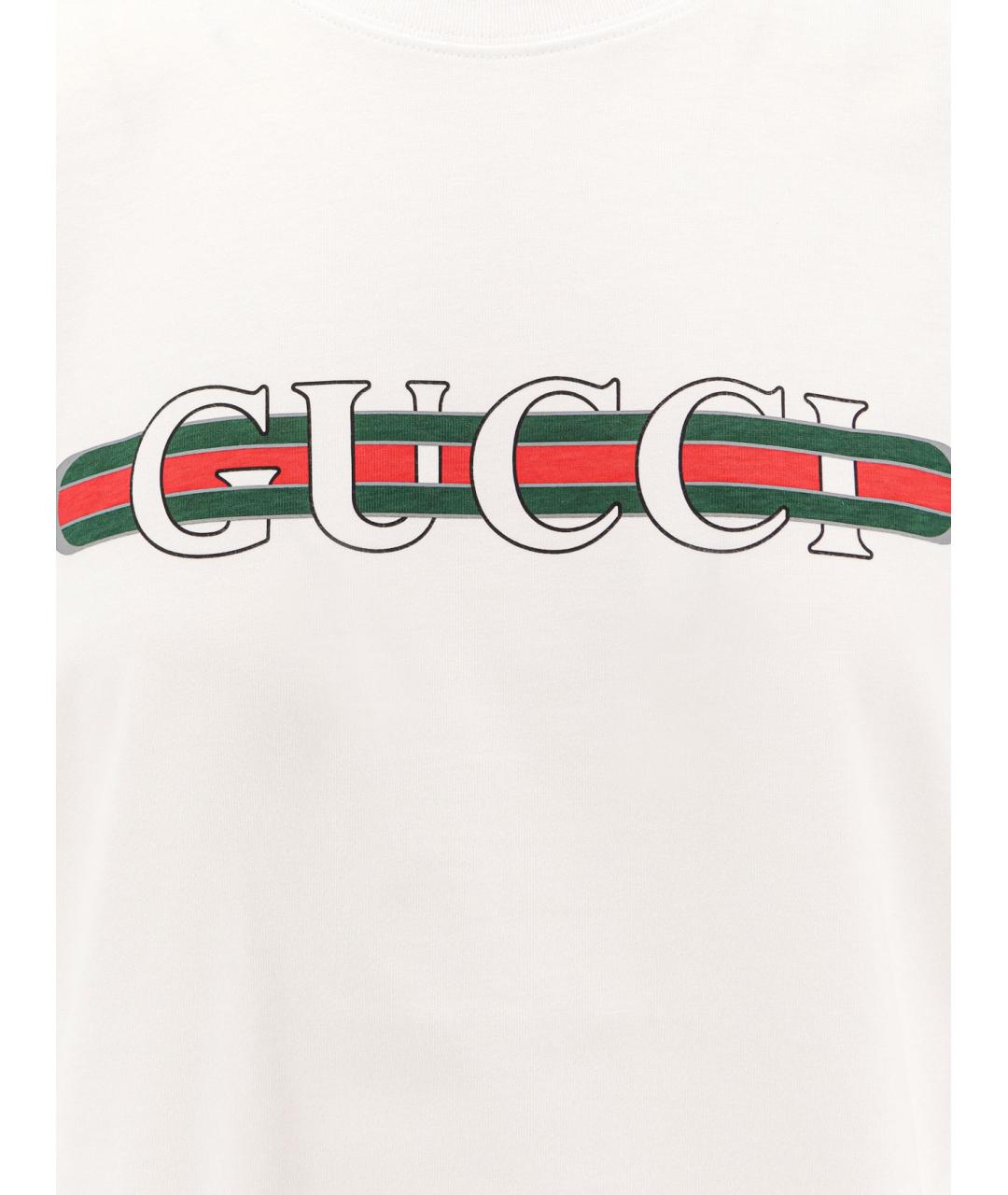 GUCCI Белая хлопковая футболка, фото 3