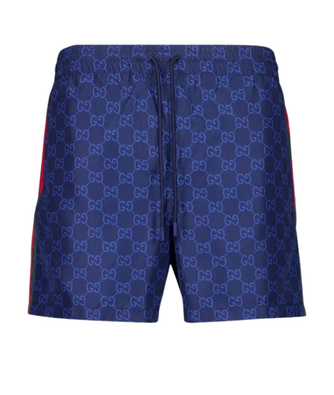 GUCCI Синие полиэстеровые шорты, фото 1