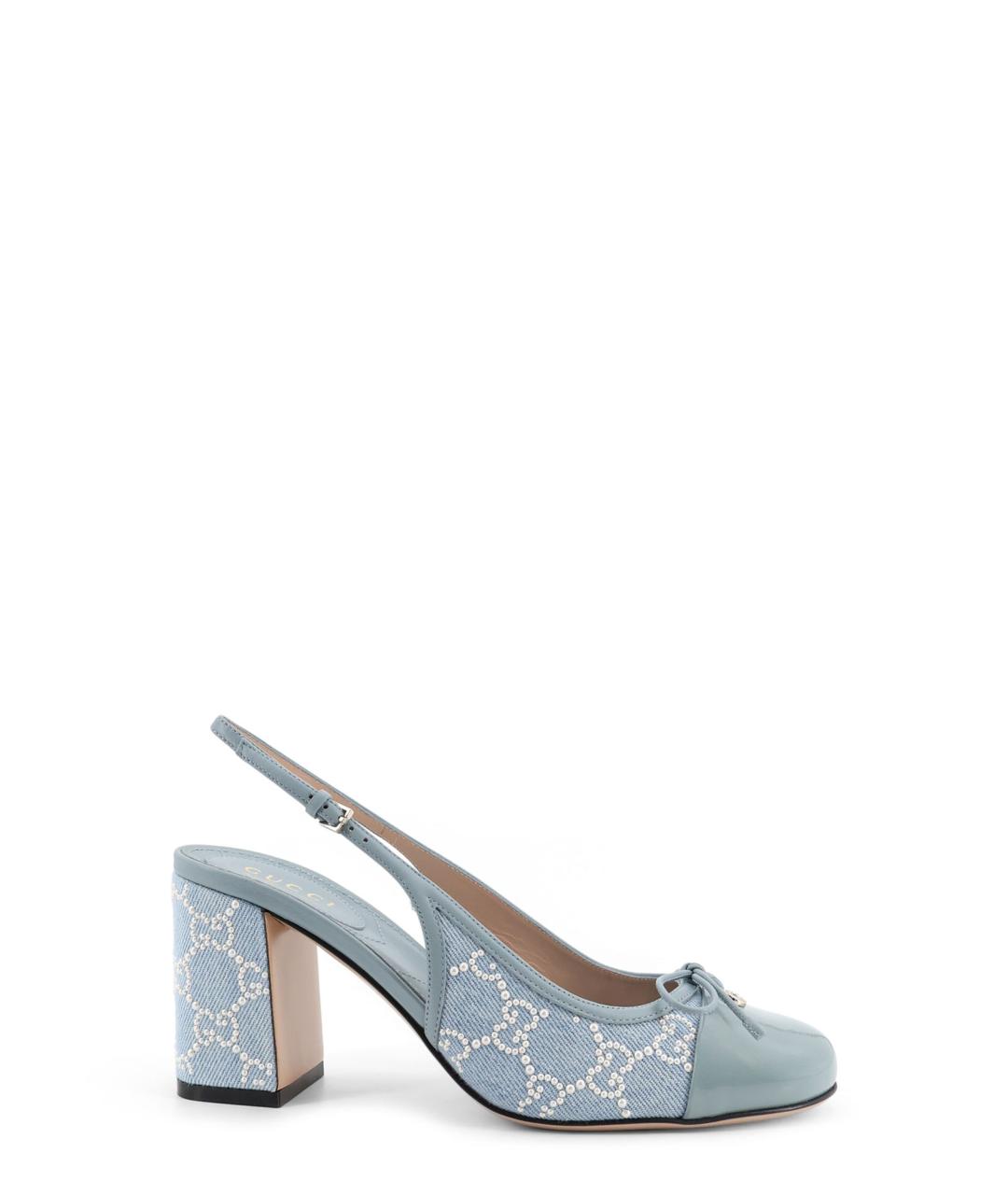 GUCCI Голубые текстильные туфли, фото 1