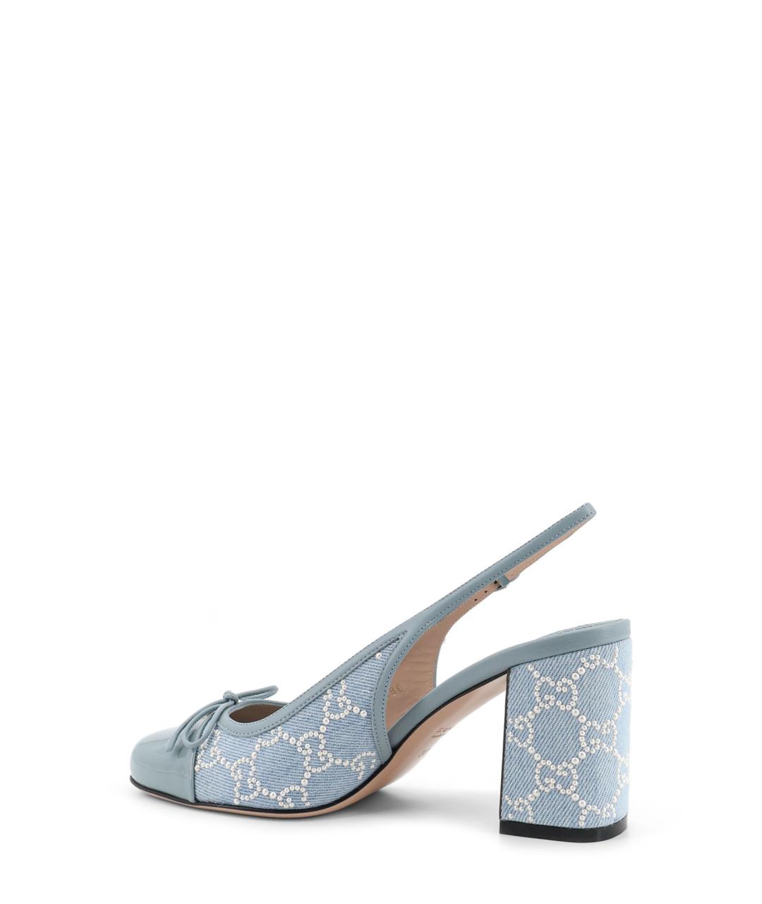 GUCCI Голубые текстильные туфли, фото 3