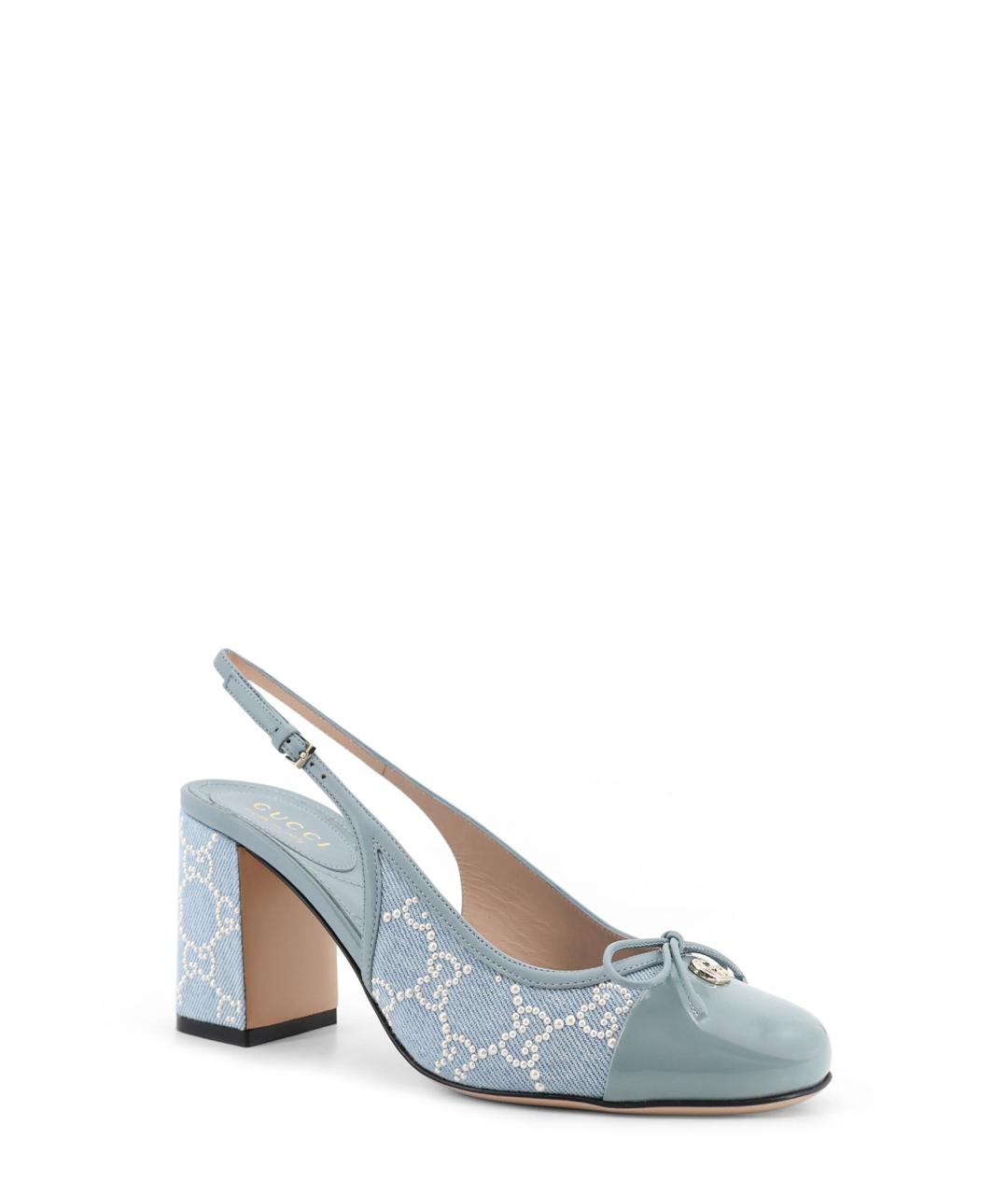 GUCCI Голубые текстильные туфли, фото 2