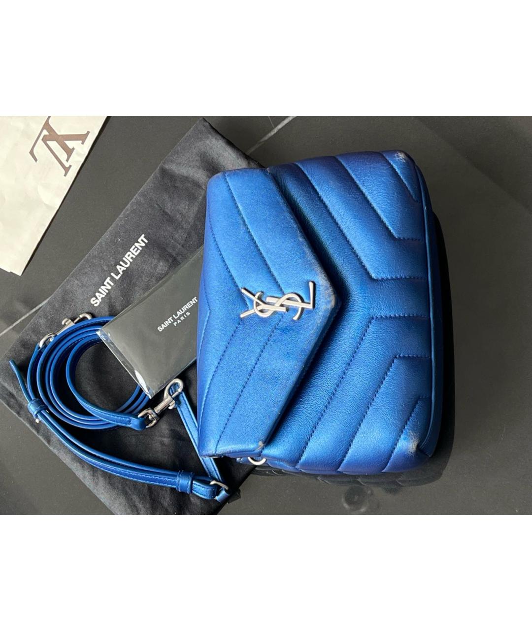 SAINT LAURENT Синяя кожаная сумка через плечо, фото 9