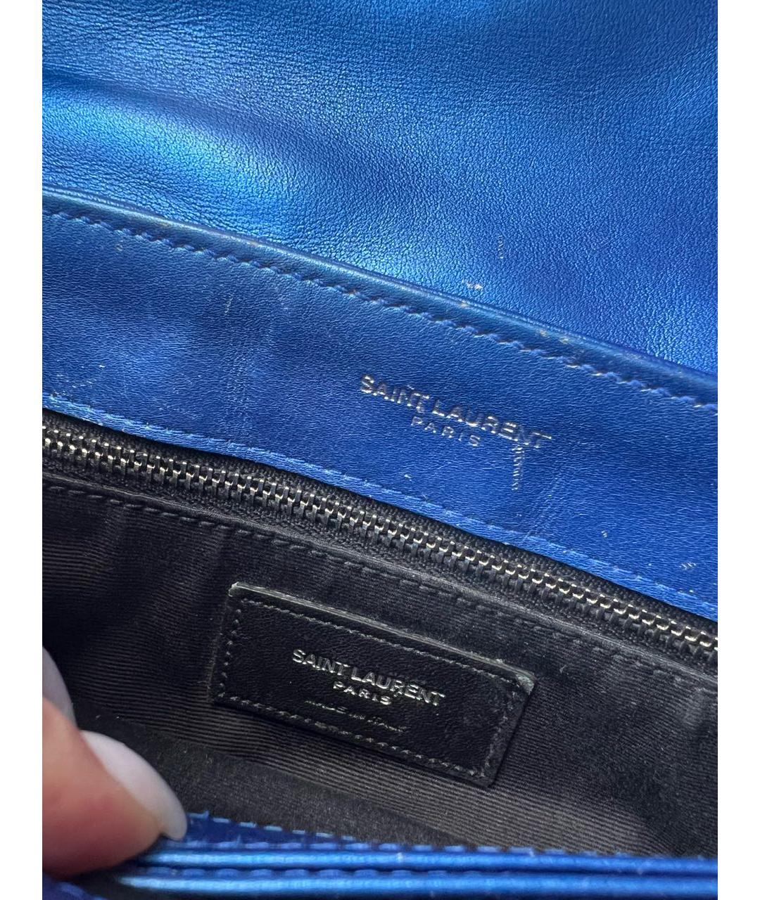 SAINT LAURENT Синяя кожаная сумка через плечо, фото 6