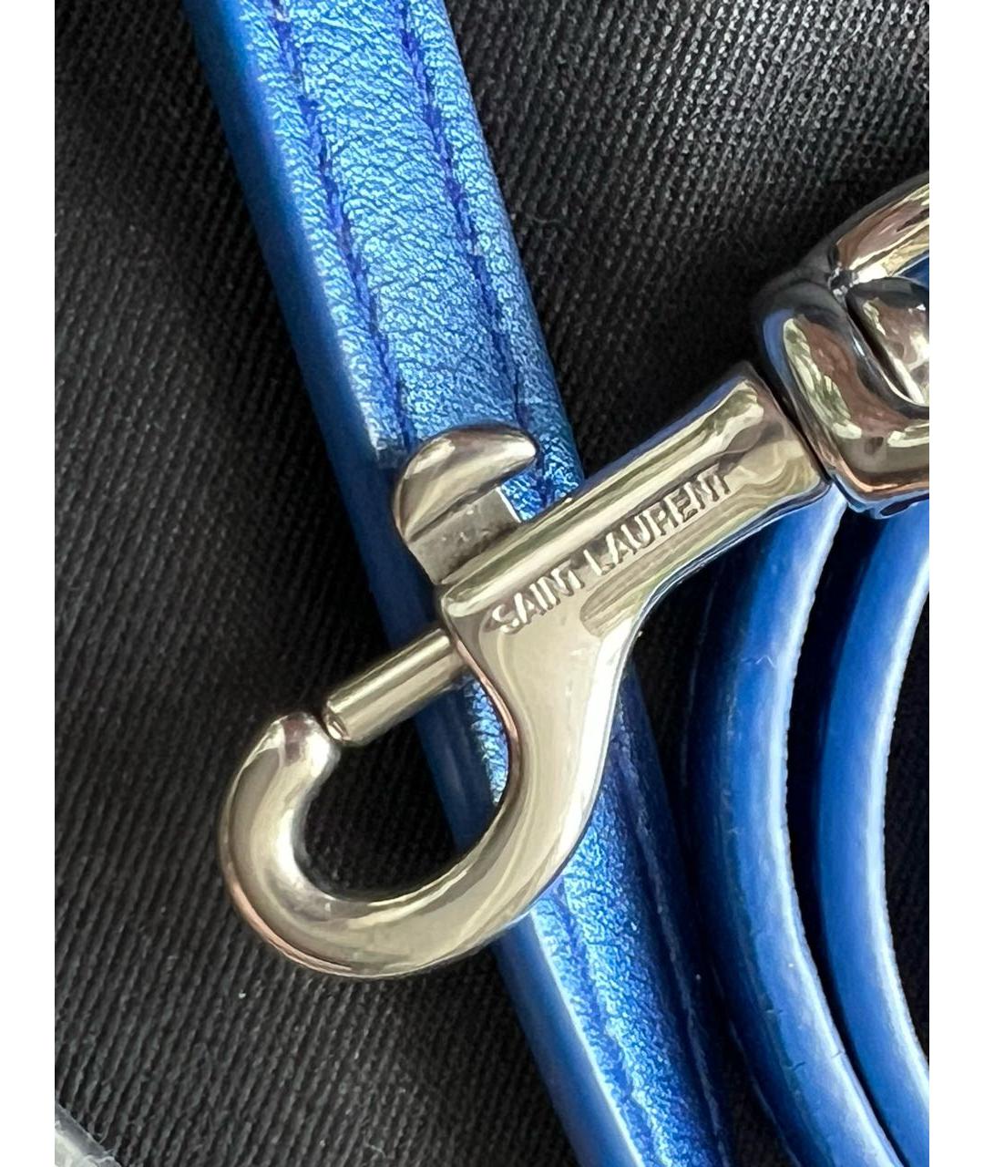 SAINT LAURENT Синяя кожаная сумка через плечо, фото 7