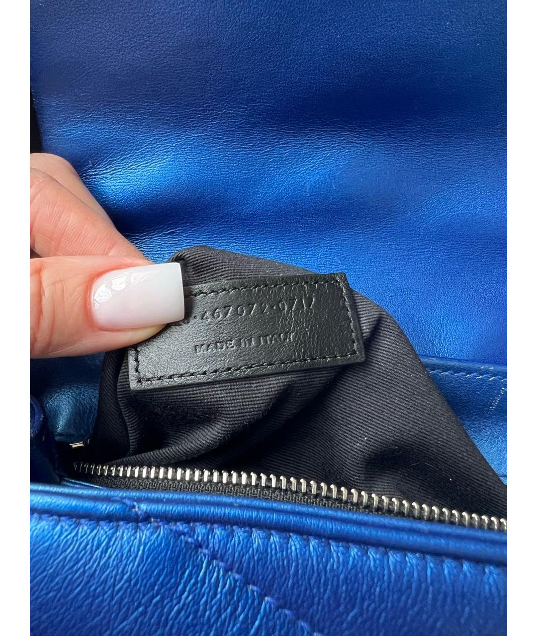 SAINT LAURENT Синяя кожаная сумка через плечо, фото 5