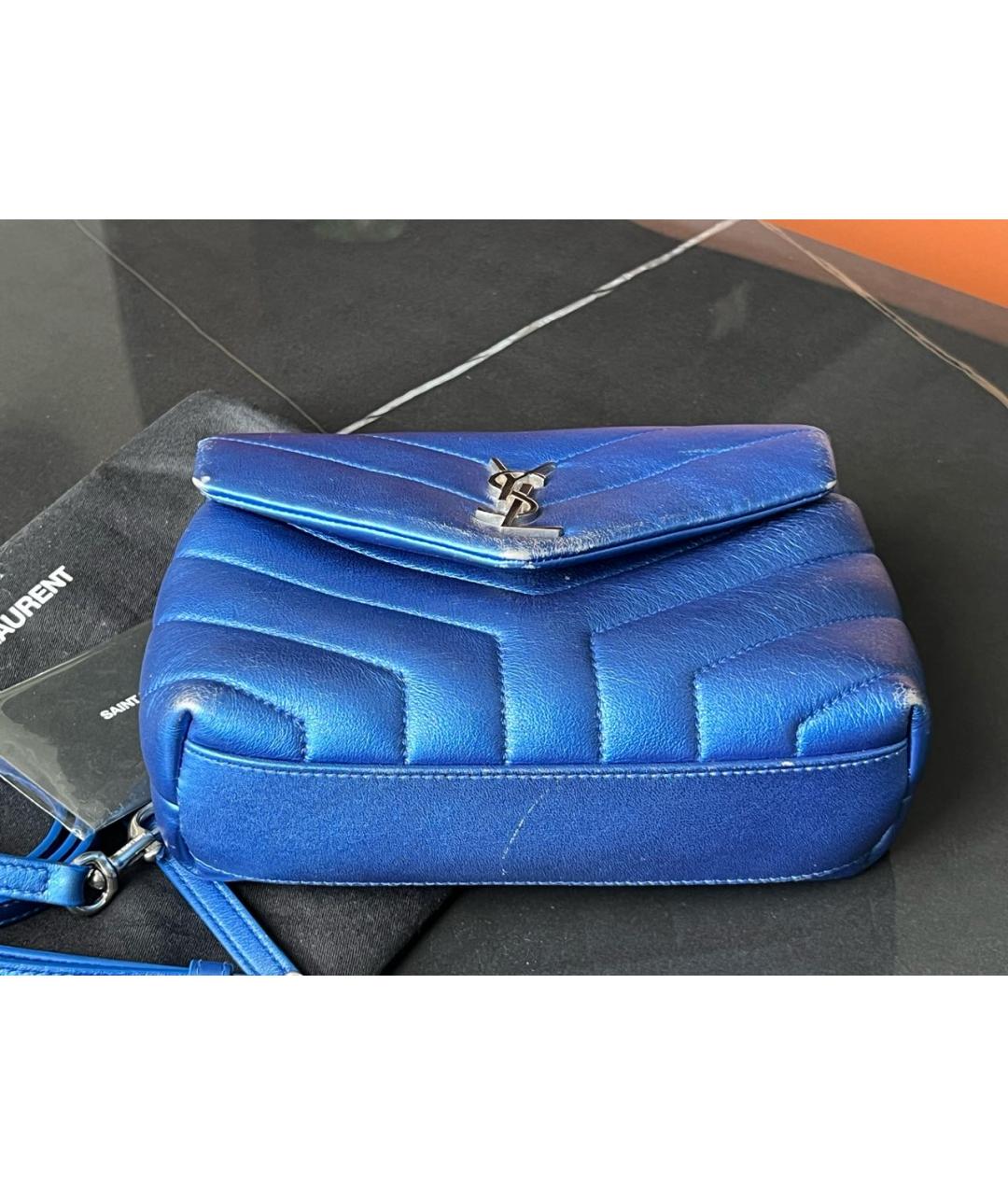 SAINT LAURENT Синяя кожаная сумка через плечо, фото 2