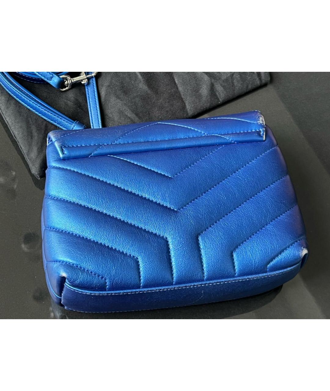 SAINT LAURENT Синяя кожаная сумка через плечо, фото 3