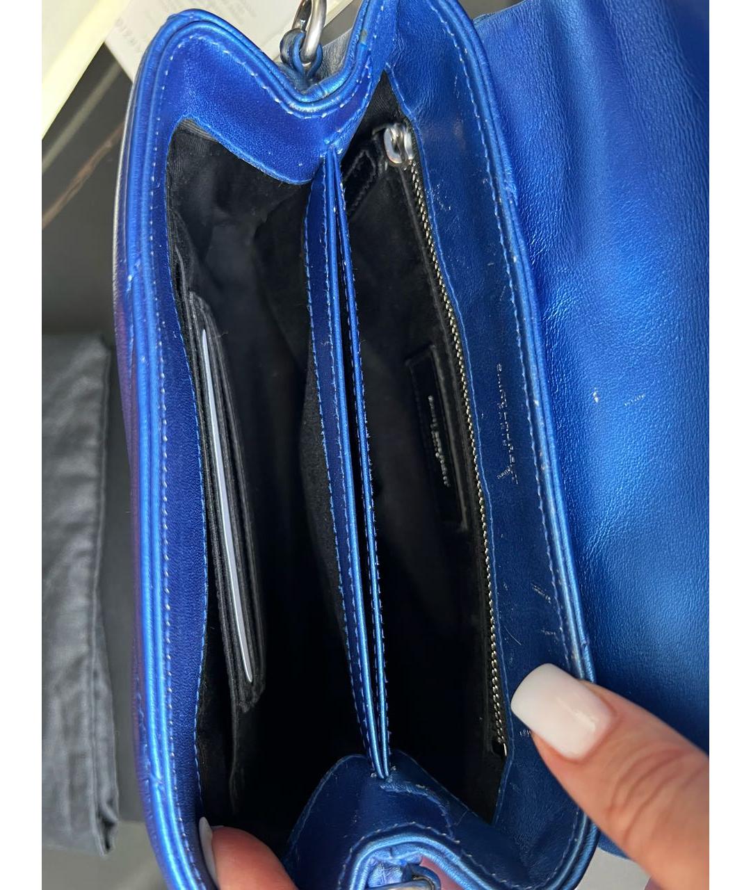 SAINT LAURENT Синяя кожаная сумка через плечо, фото 4