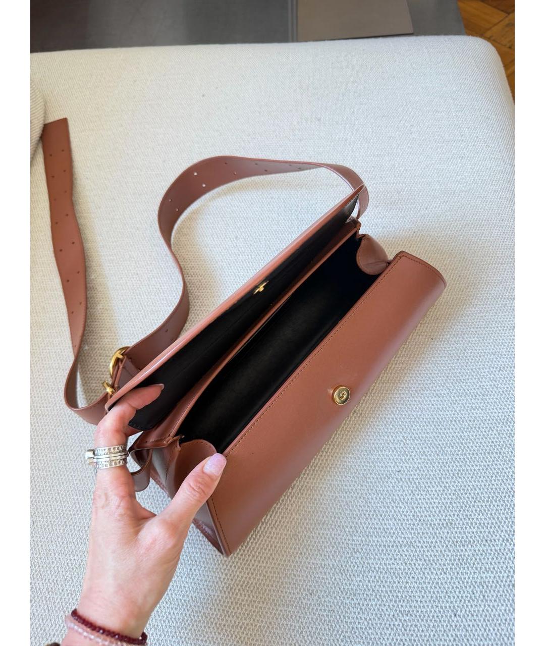 JIL SANDER Коричневая кожаная сумка через плечо, фото 4