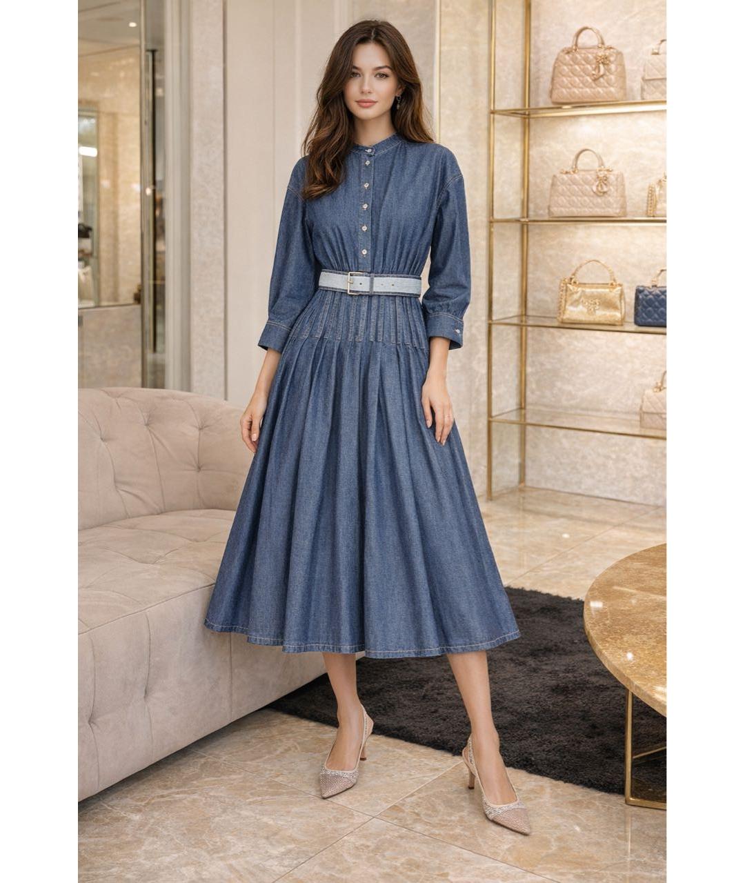 CHRISTIAN DIOR Синее деним платье, фото 4