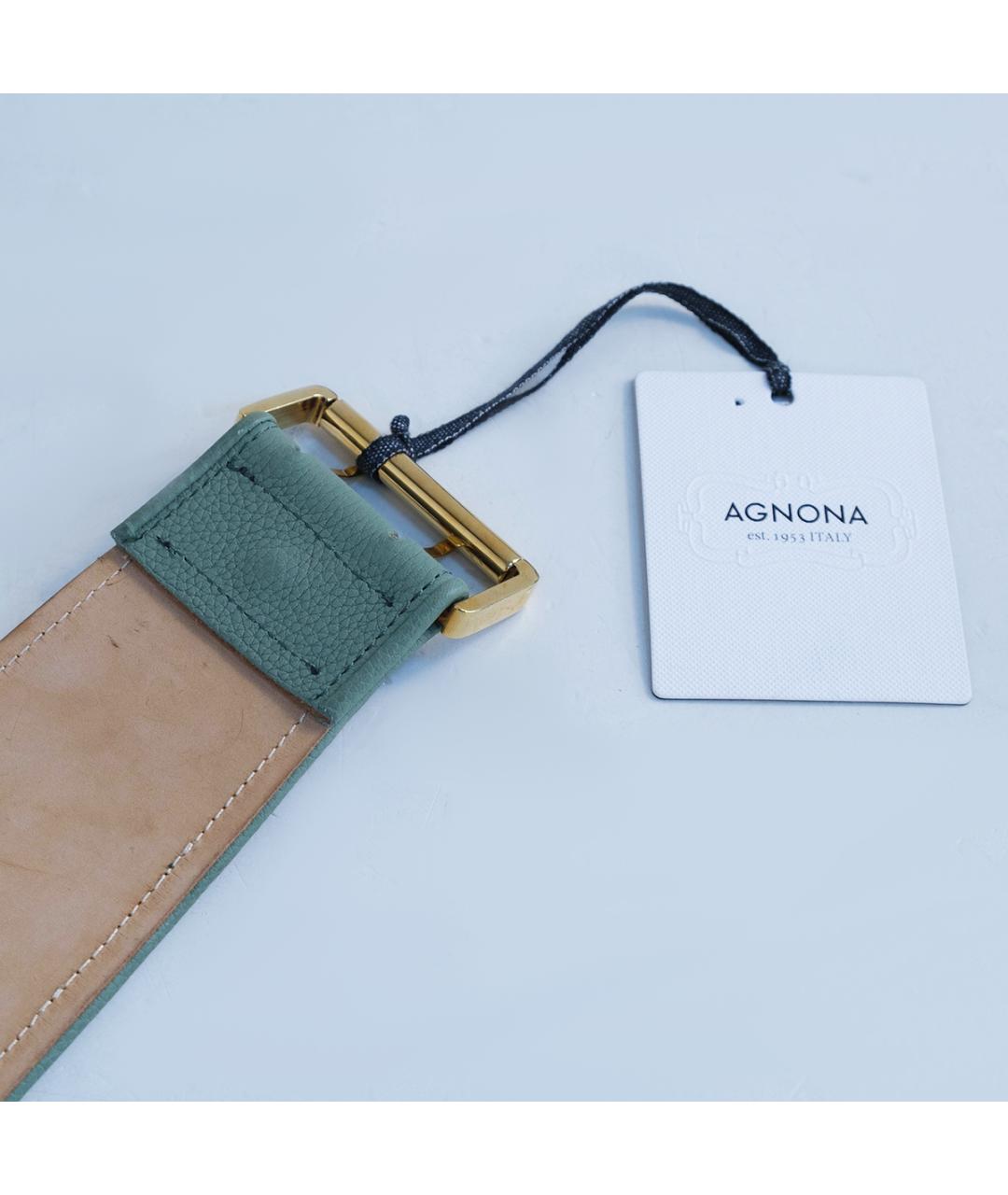 AGNONA Зеленый кожаный ремень, фото 3