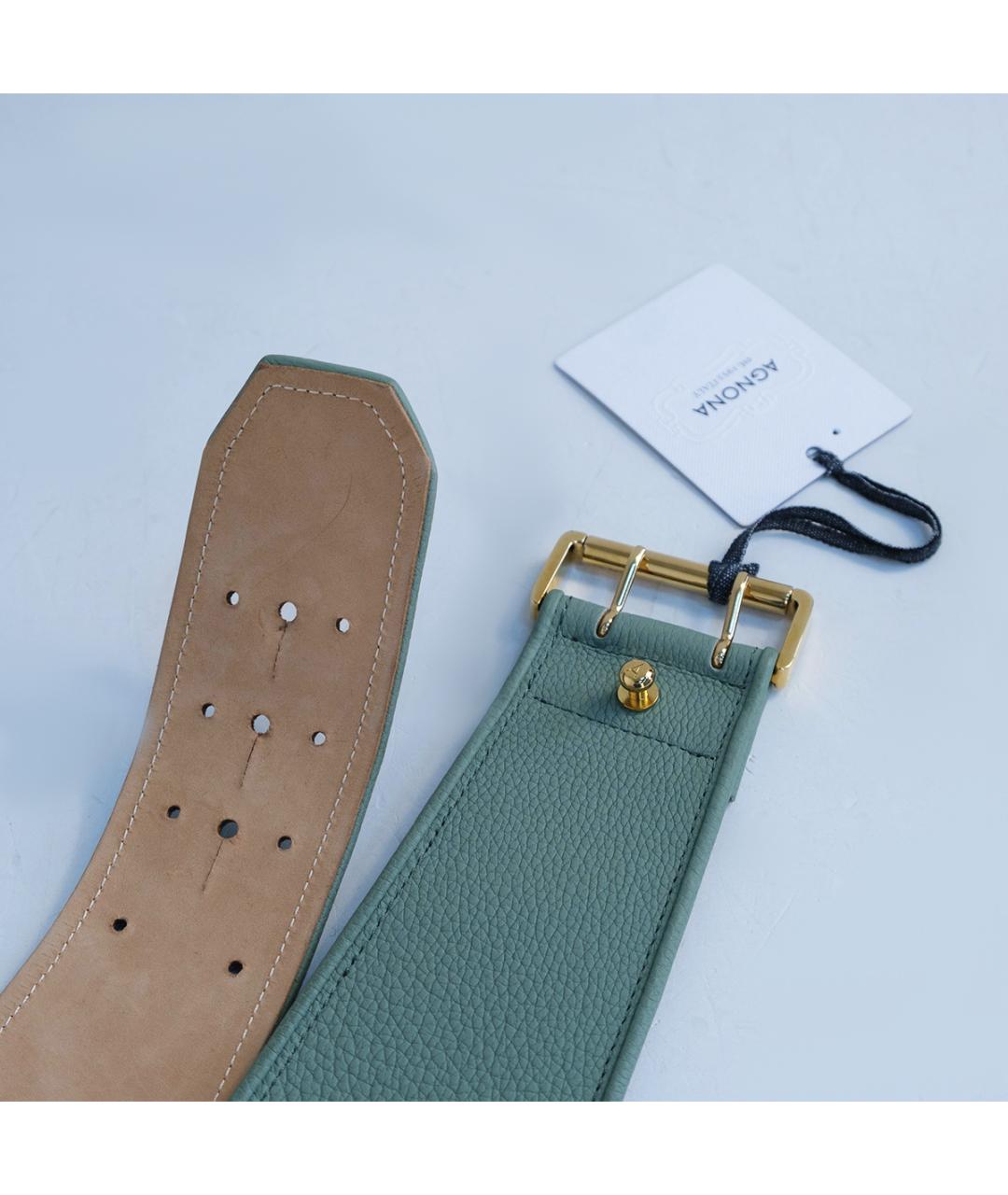 AGNONA Зеленый кожаный ремень, фото 4