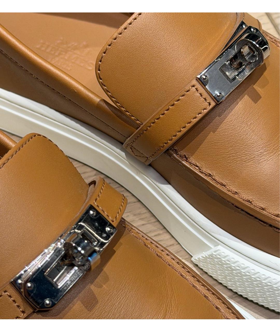 HERMES Коричневые кожаные лоферы, фото 7