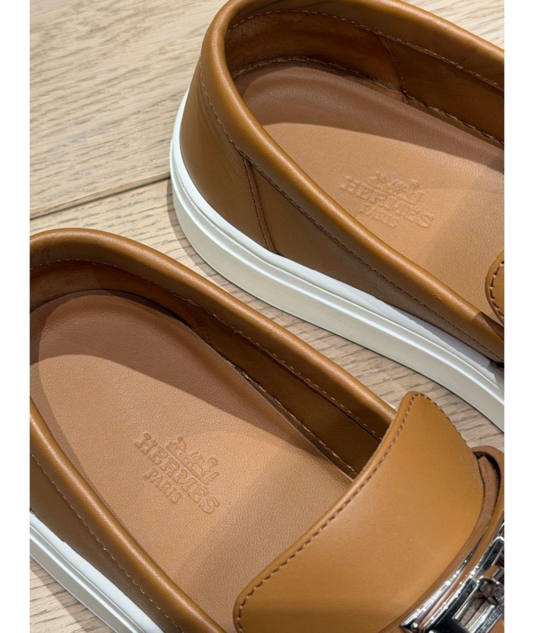 HERMES Коричневые кожаные лоферы, фото 5
