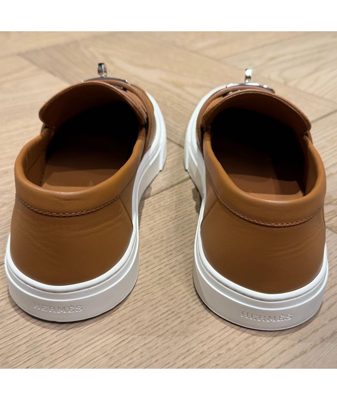HERMES Коричневые кожаные лоферы, фото 4