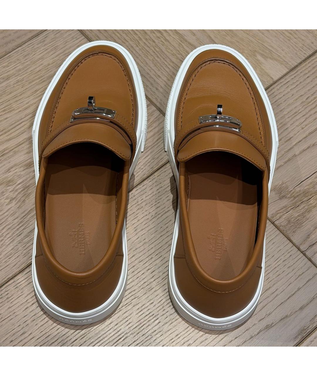 HERMES Коричневые кожаные лоферы, фото 3