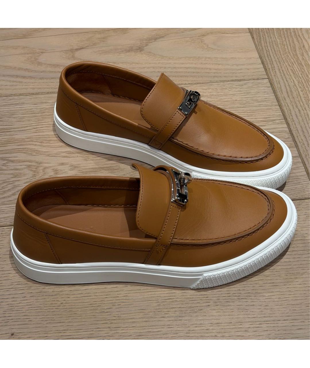 HERMES Коричневые кожаные лоферы, фото 8