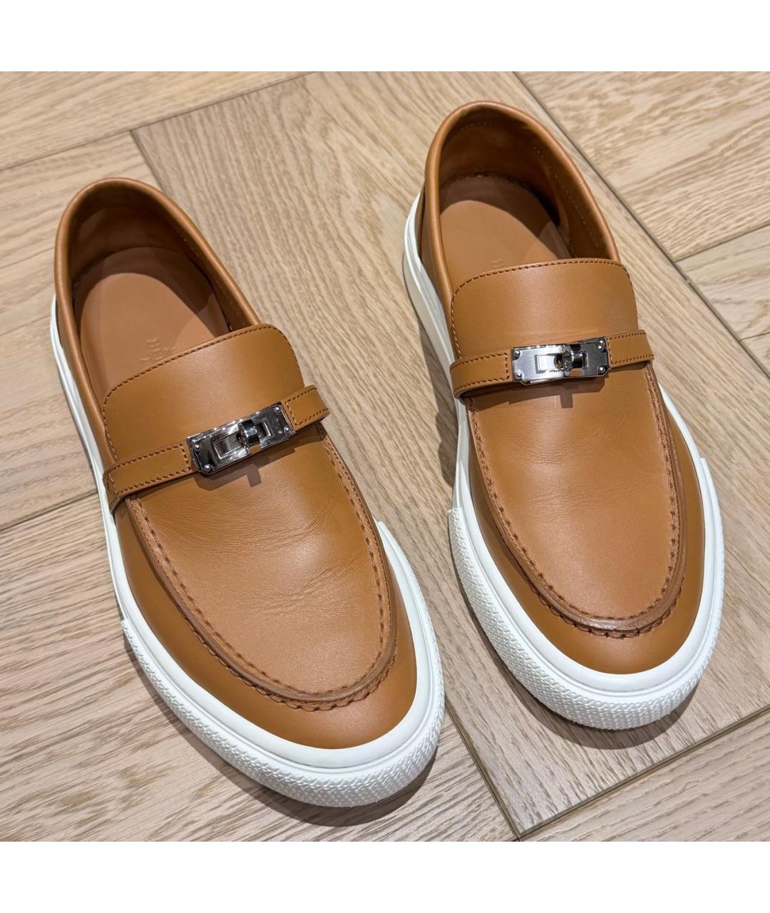 HERMES Коричневые кожаные лоферы, фото 2