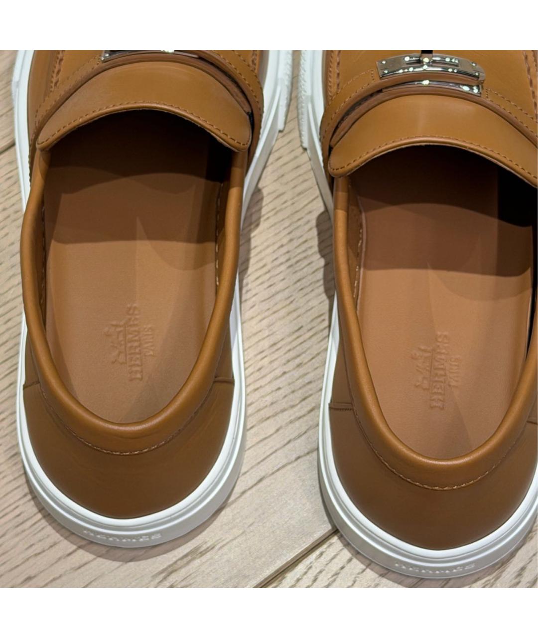 HERMES Коричневые кожаные лоферы, фото 6