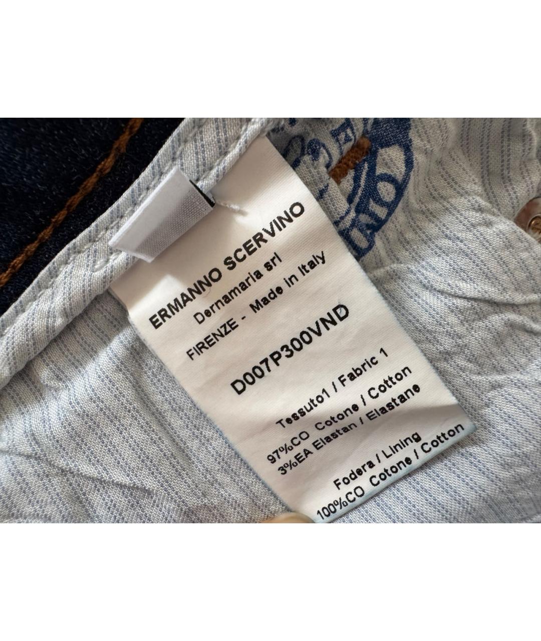 ERMANNO SCERVINO Синие хлопко-эластановые джинсы слим, фото 8
