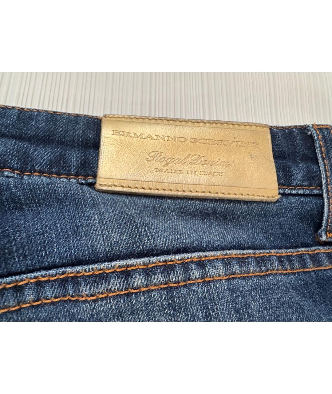 ERMANNO SCERVINO Синие хлопко-эластановые джинсы слим, фото 3