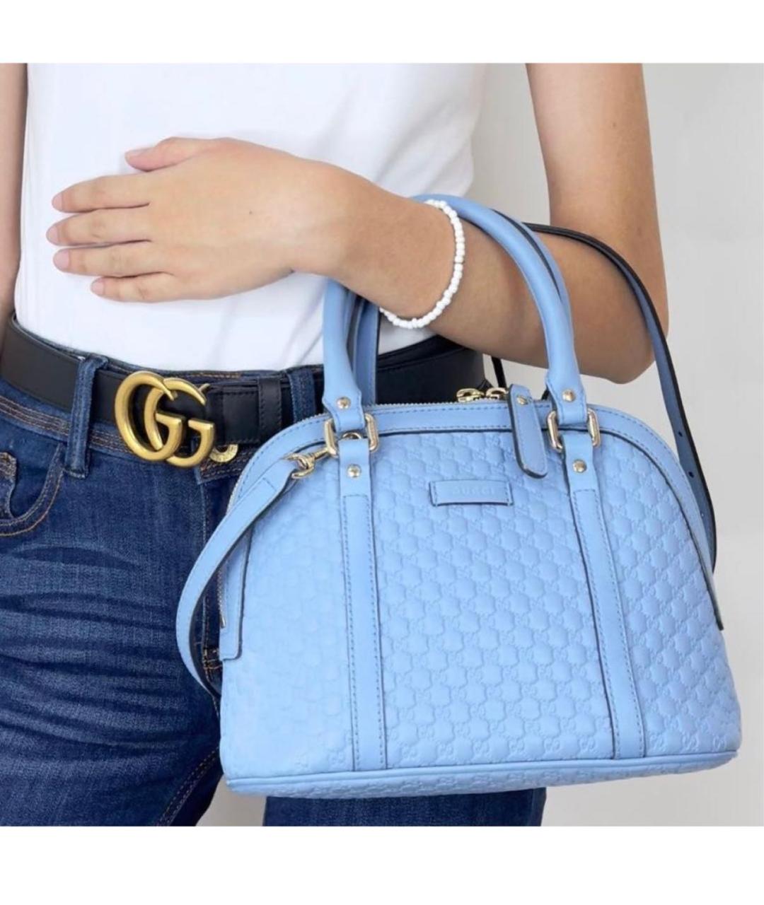 GUCCI Голубая кожаная сумка с короткими ручками, фото 5