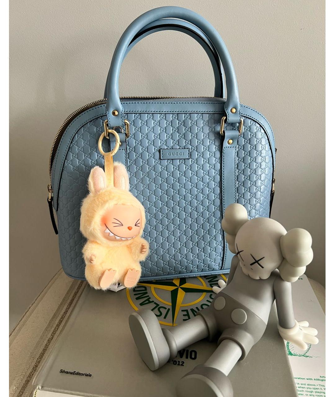 GUCCI Голубая кожаная сумка с короткими ручками, фото 2