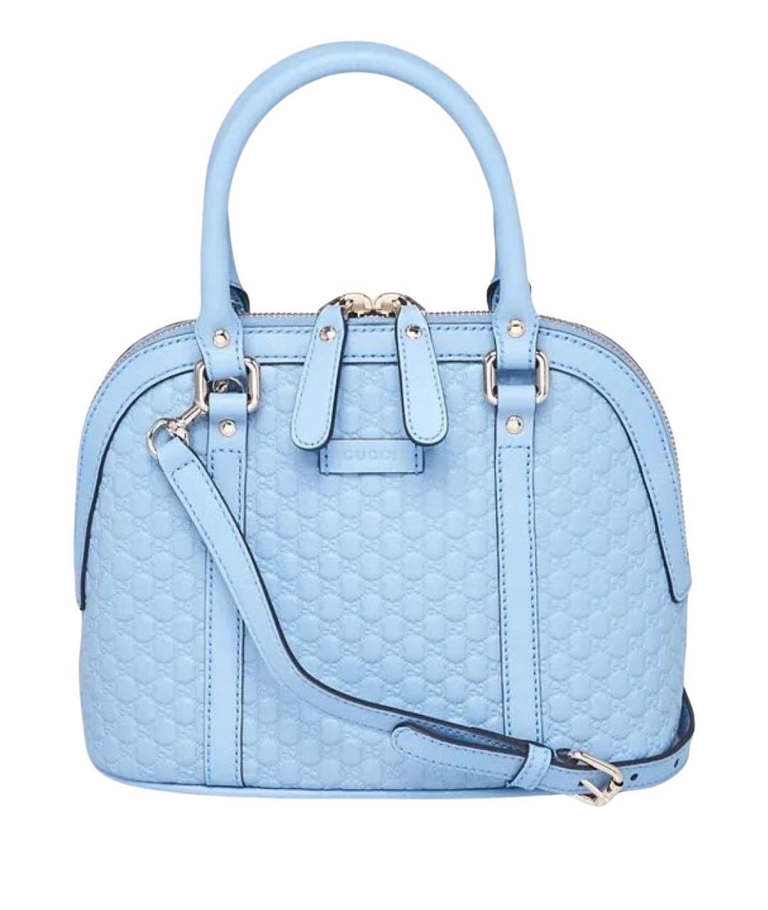 GUCCI Голубая кожаная сумка с короткими ручками, фото 1