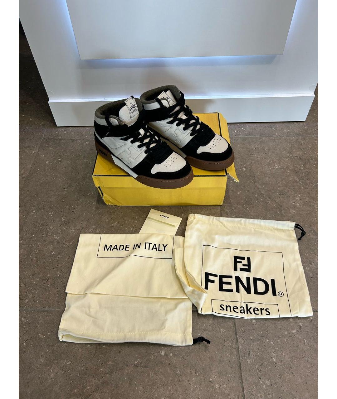 FENDI Мульти кожаные высокие кроссовки / кеды, фото 5