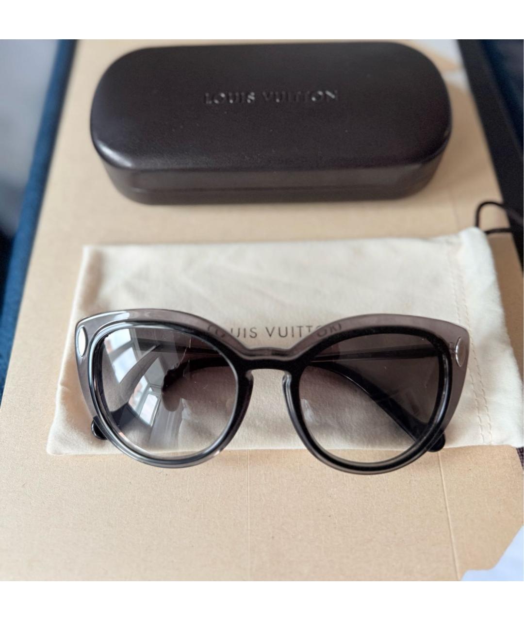 LOUIS VUITTON Антрацитовые пластиковые солнцезащитные очки, фото 9
