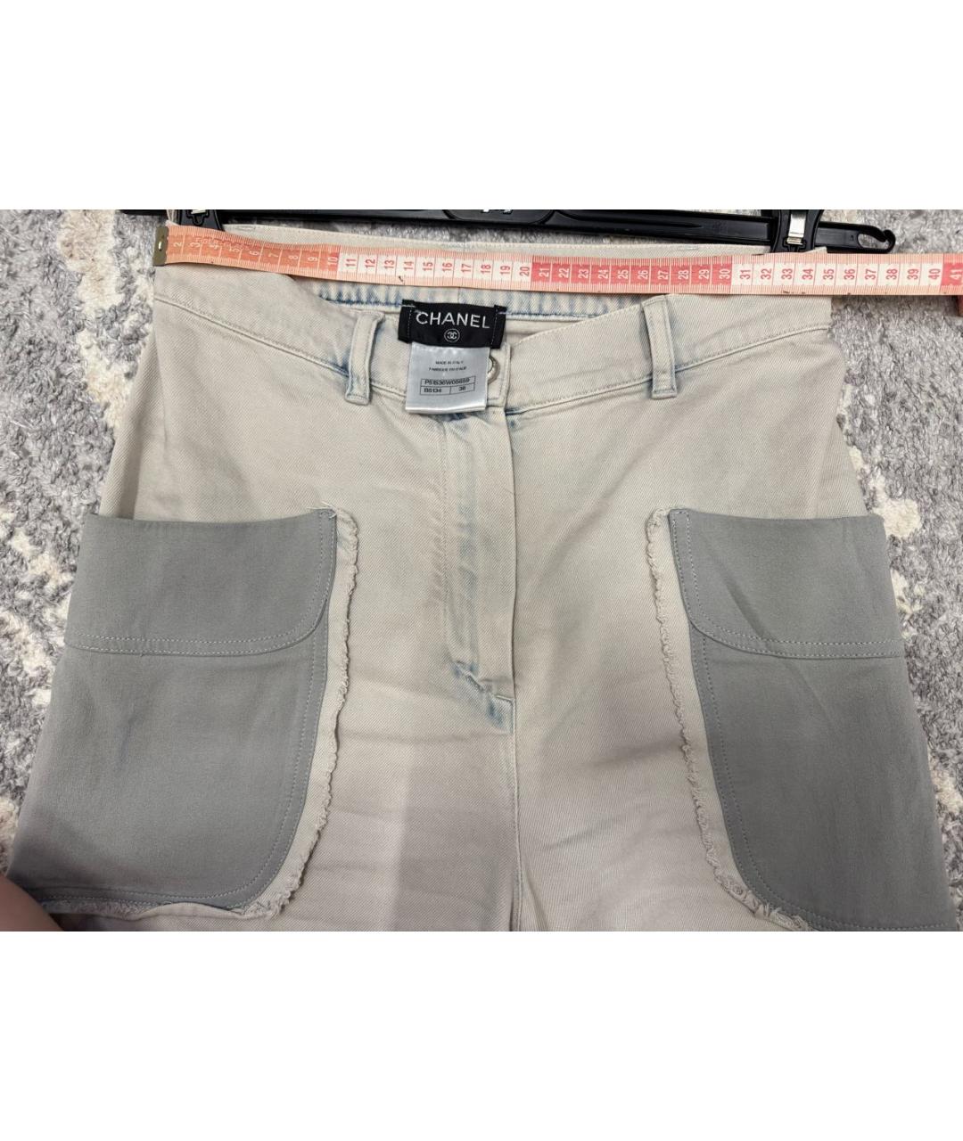 CHANEL Голубые хлопковые джинсы клеш, фото 3