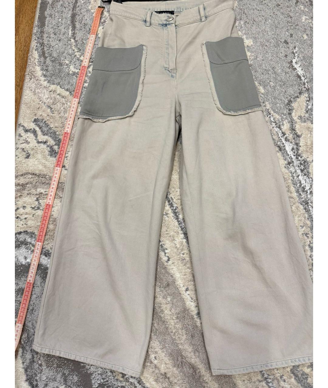 CHANEL Голубые хлопковые джинсы клеш, фото 5