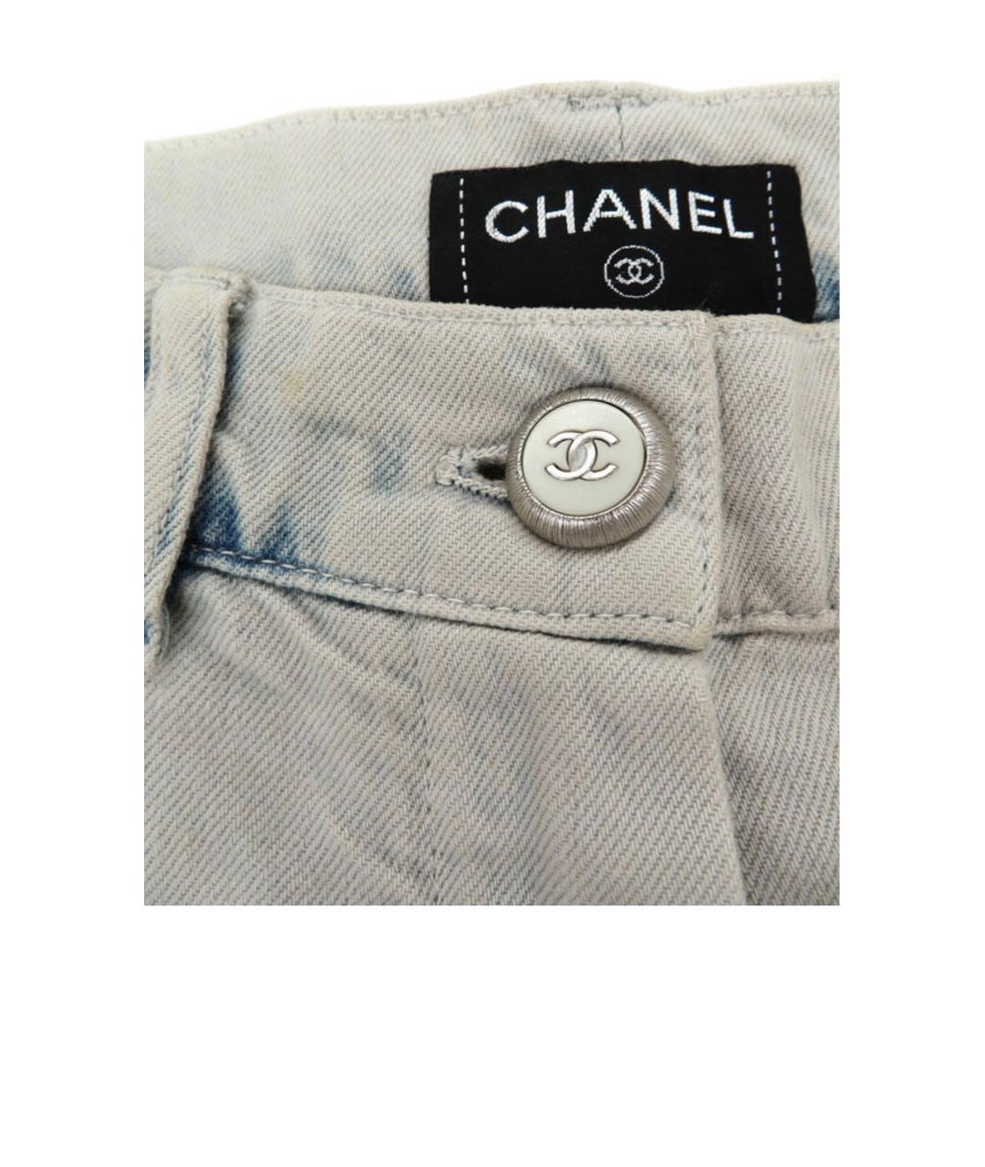 CHANEL Голубые хлопковые джинсы клеш, фото 4