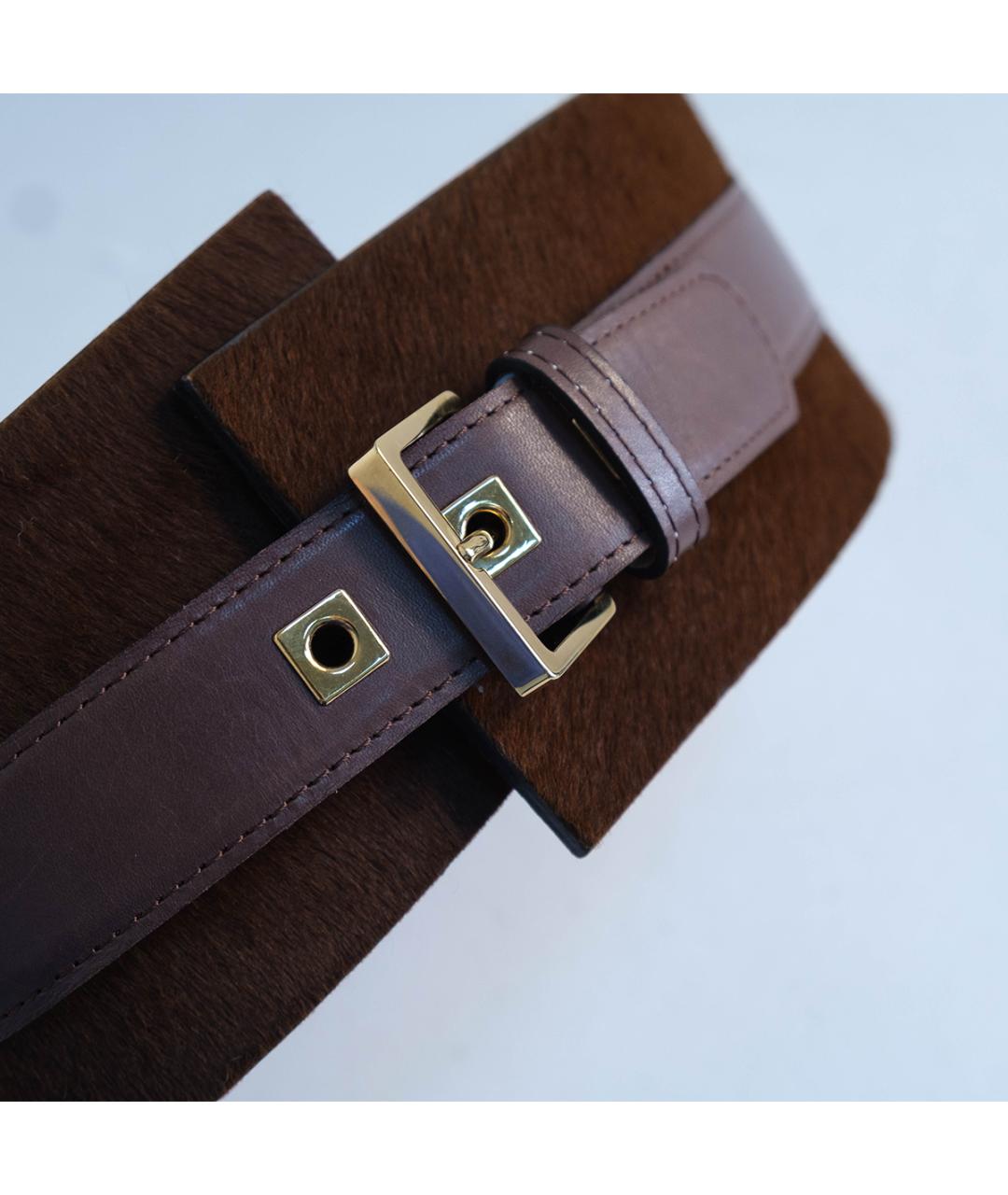 AGNONA Коричневый кожаный ремень, фото 3