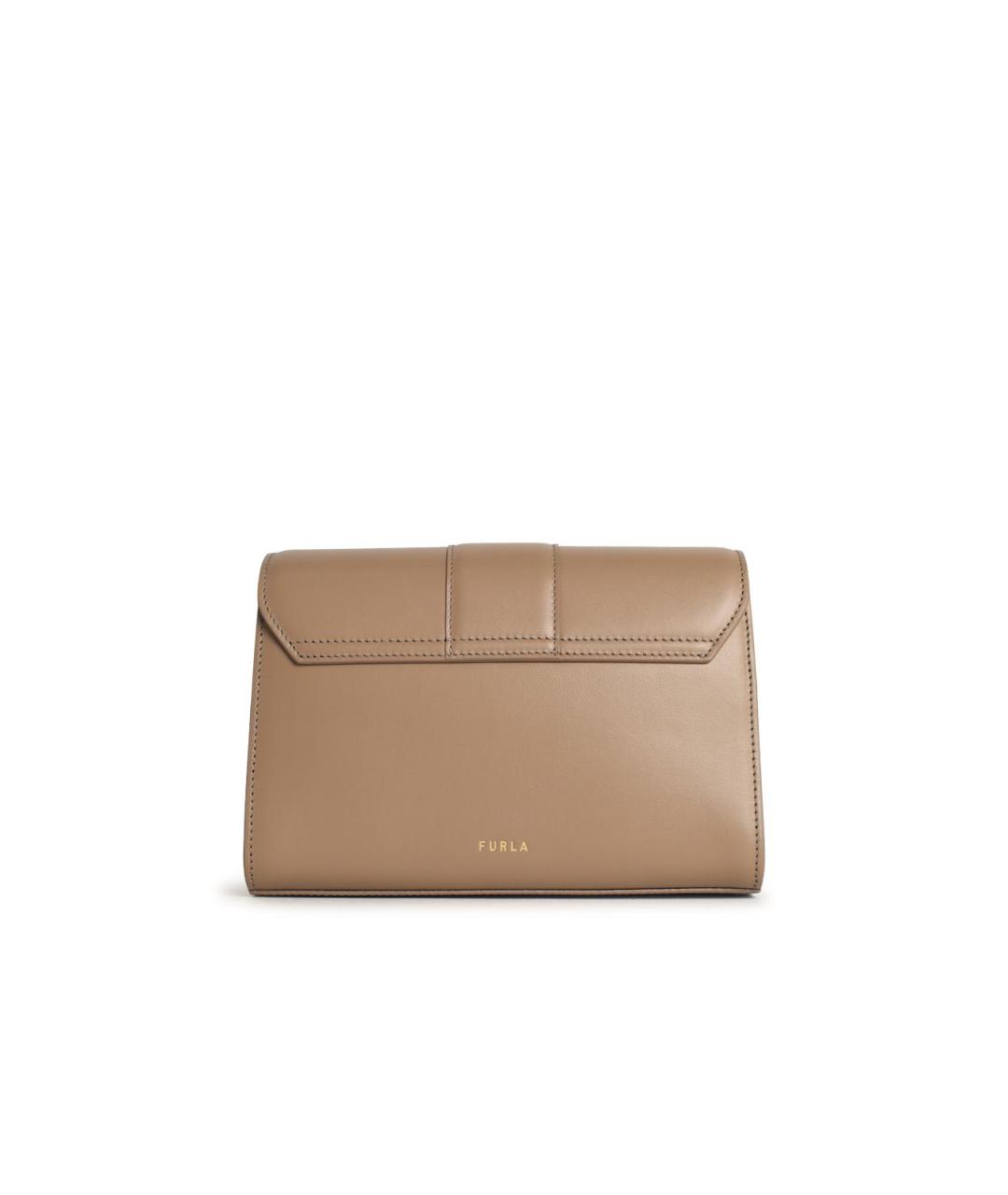 FURLA Бежевая кожаная сумка через плечо, фото 3