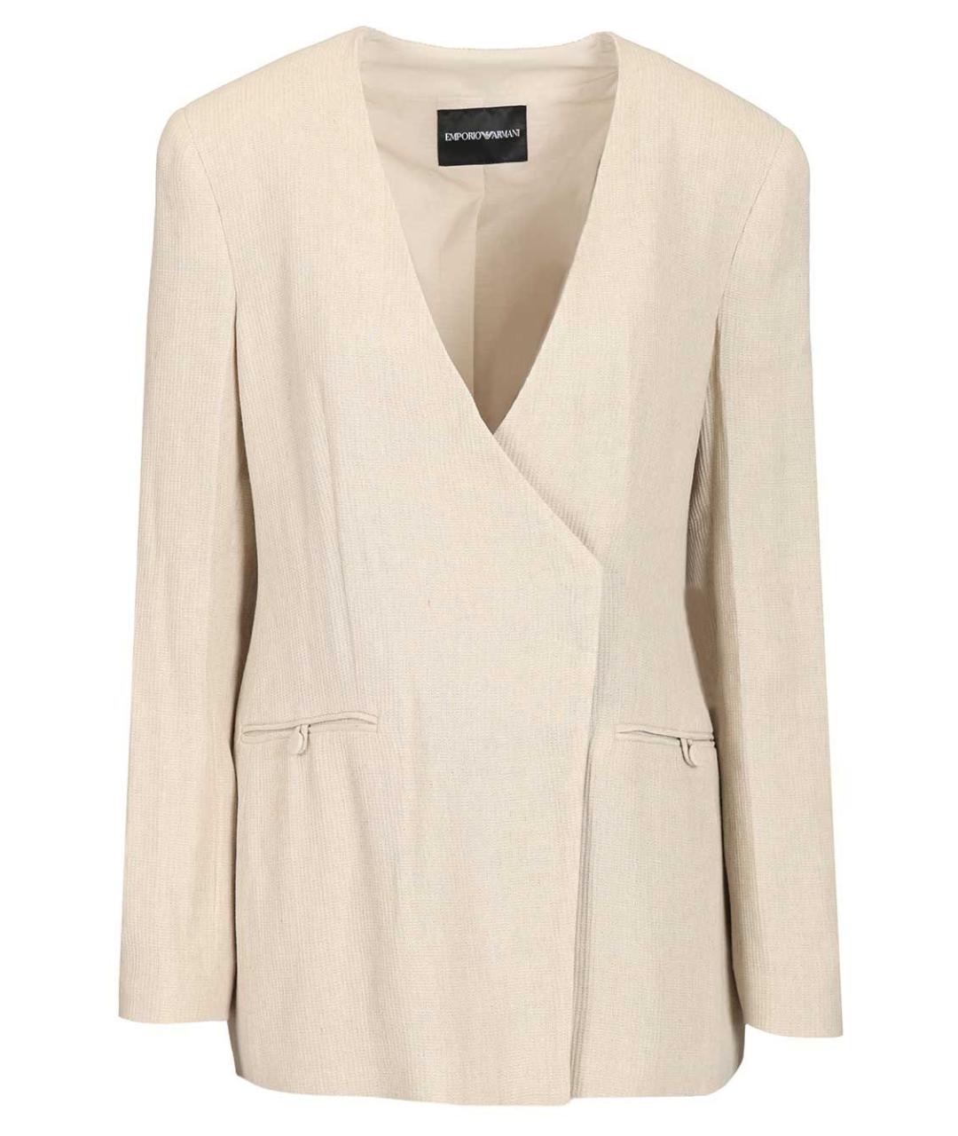 EMPORIO ARMANI Бежевый хлопковый жакет/пиджак, фото 1