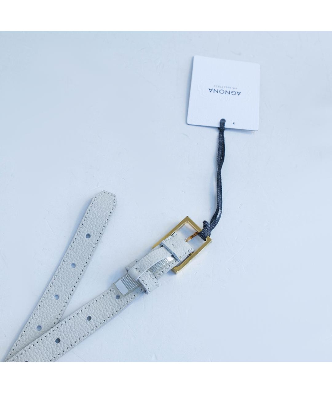 AGNONA Серый кожаный ремень, фото 4