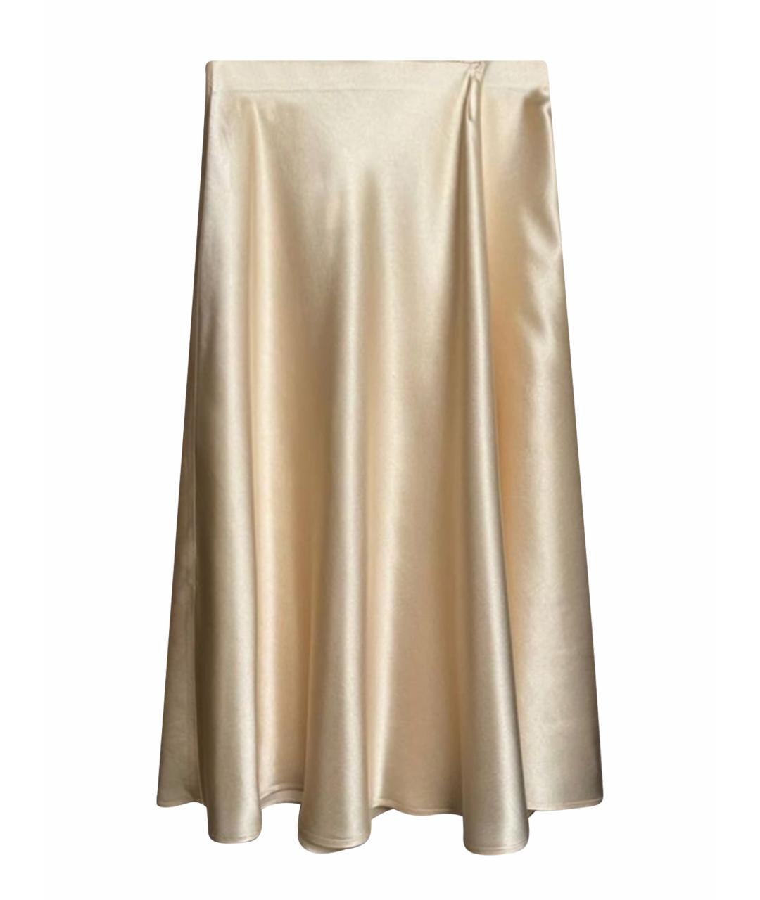 MAX MARA Бежевая атласная юбка миди, фото 1