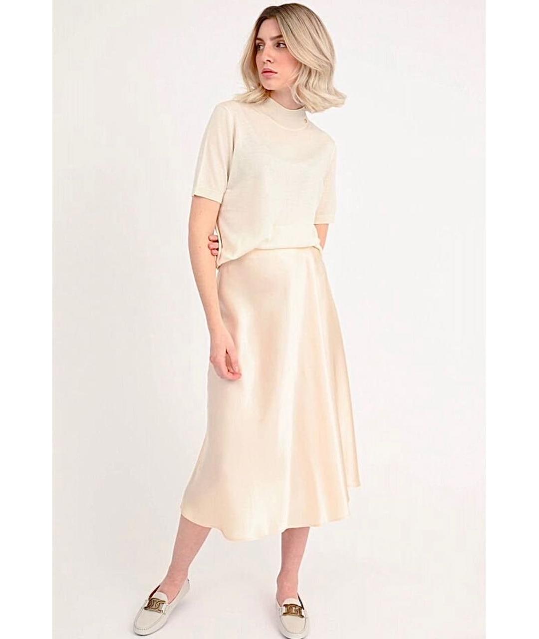 MAX MARA Бежевая атласная юбка миди, фото 6