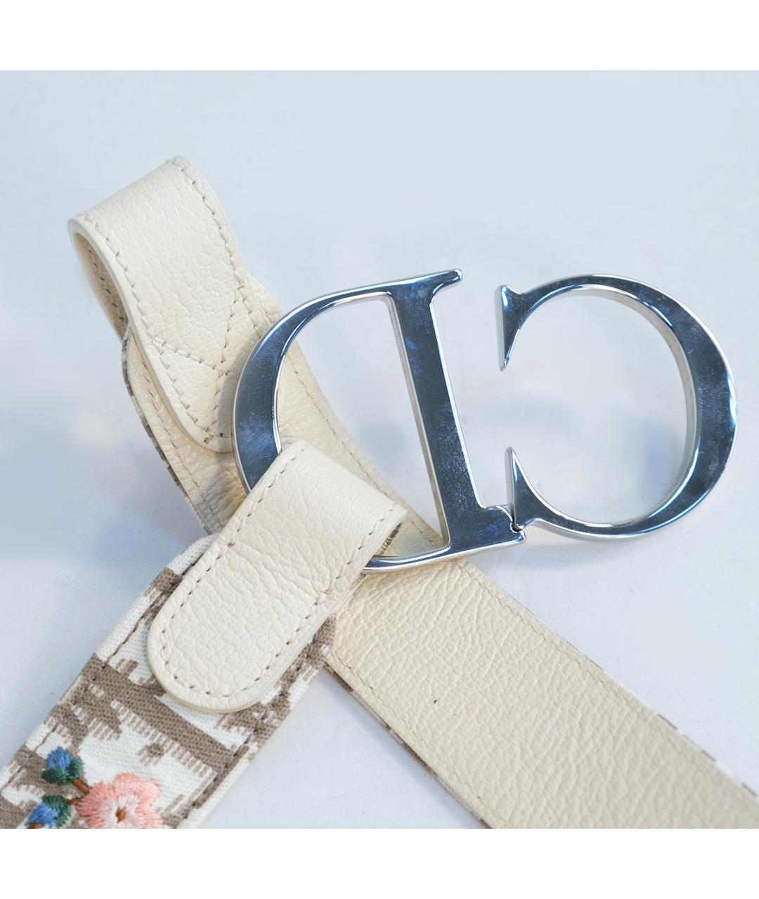 CHRISTIAN DIOR Бежевый кожаный ремень, фото 3