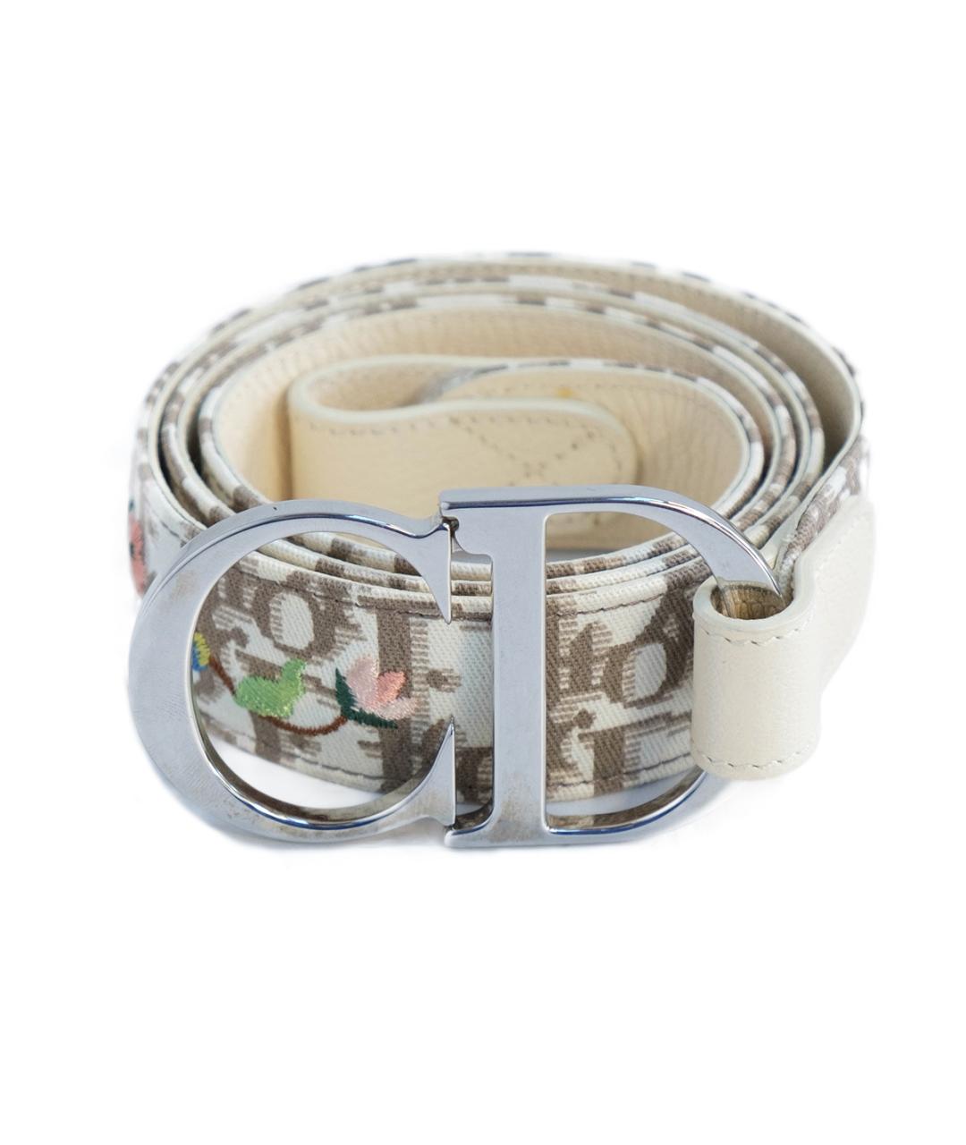 CHRISTIAN DIOR Бежевый кожаный ремень, фото 1