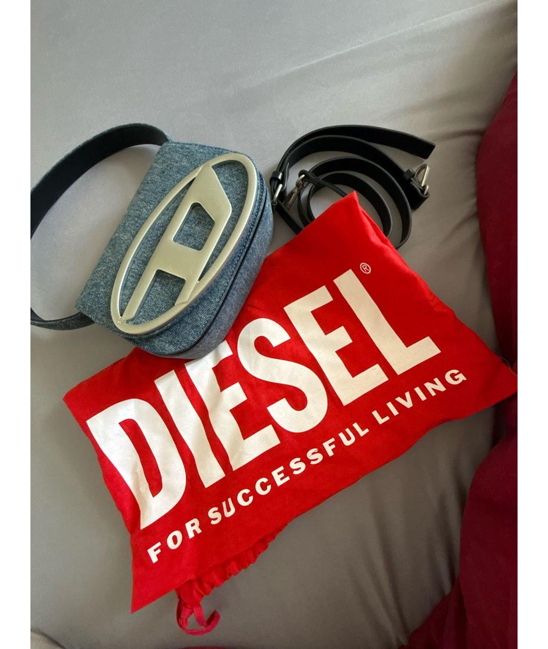 DIESEL Голубая деним сумка с короткими ручками, фото 5