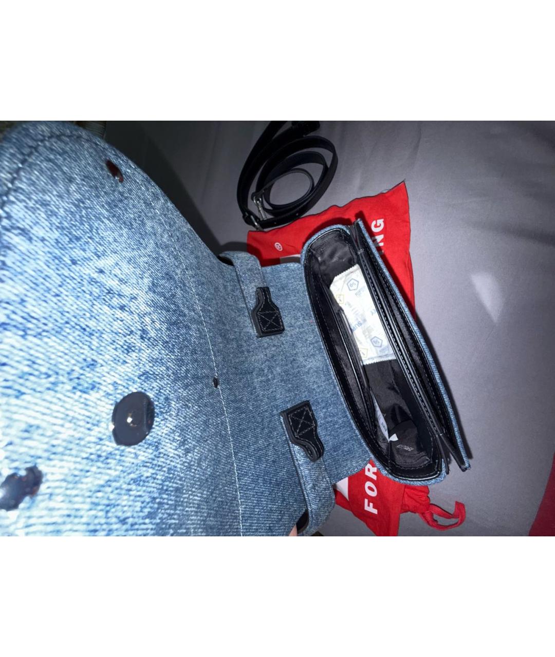 DIESEL Голубая деним сумка с короткими ручками, фото 4