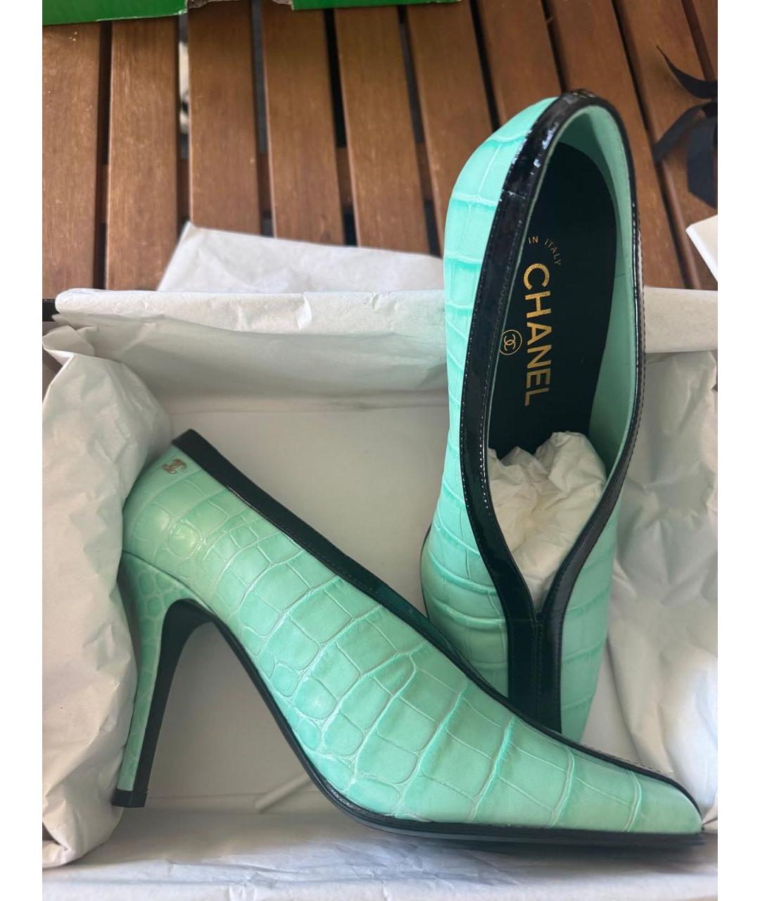 CHANEL Зеленые кожаные туфли, фото 8