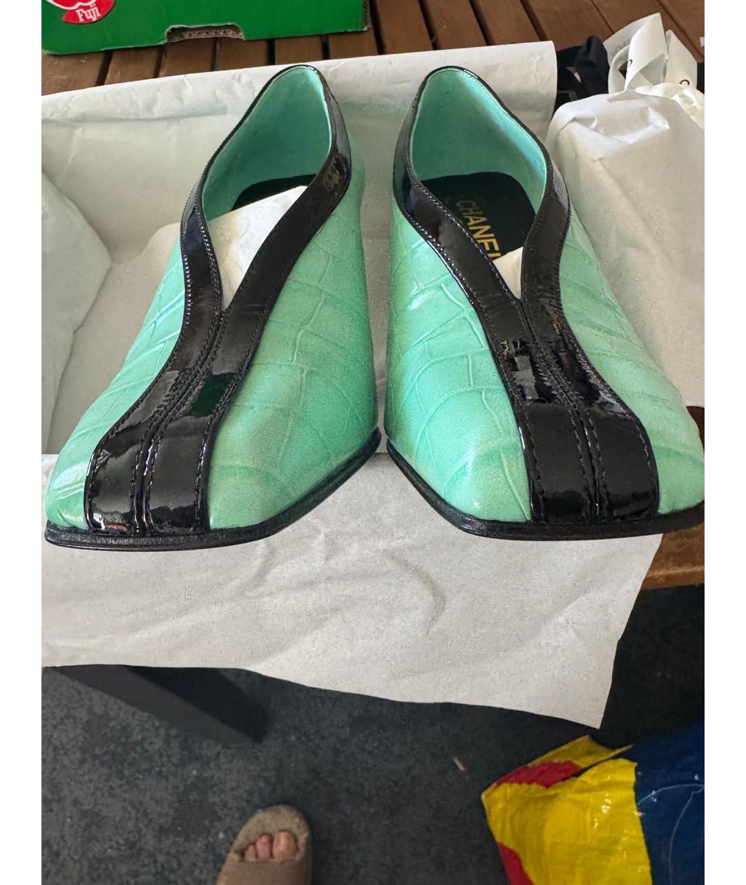 CHANEL Зеленые кожаные туфли, фото 6