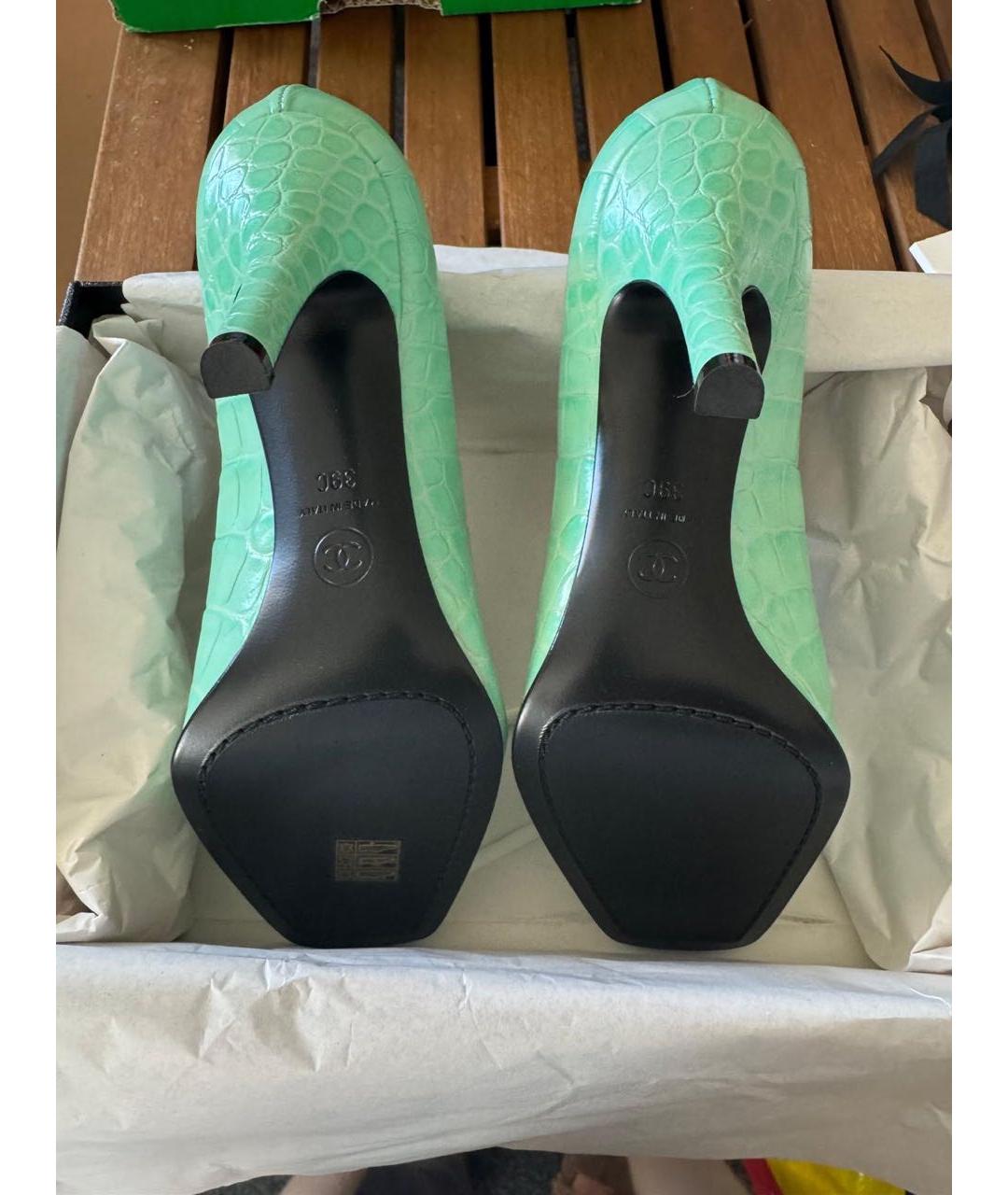 CHANEL Зеленые кожаные туфли, фото 5