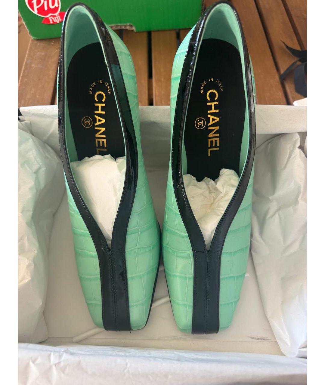CHANEL Зеленые кожаные туфли, фото 3