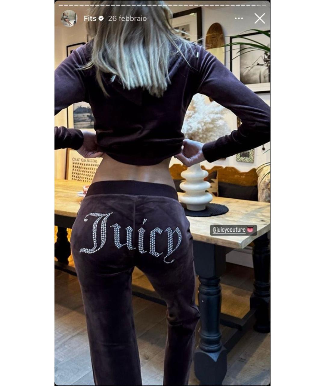 JUICY COUTURE Коричневые велюровые спортивные брюки и шорты, фото 5